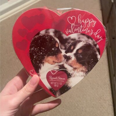 Happy Valentine's Day Assorted Chocolates, Caramel; Strawberry Crme; Nut Caramel; Vanilla Crme
