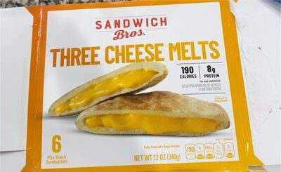 Three Cheese Melts Pita Snack Sandwiches, Three Cheese Melts