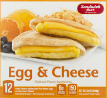 Sandwich Bros. Egg and Cheese Flatbread Pocket Breakfast Sandwiches, Frozen Sandwiches, 12 Count