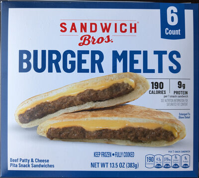 Angus Beef Patty Cheeseburgers Flatbread Pocket Snack Sandwiches, Angus Beef Patty Cheeseburgers