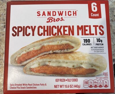 Spicy Chicken Melts Pita Snack Sandwiches, Spicy Chicken Melts