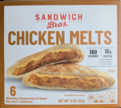 Chicken Melts Flatbread Pocket Snack Sandwiches, Chicken Melts