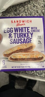 Egg White With Cheese & Turkey Sausage Flatbread Pocket Snack Sandwiches, Egg White With Cheese & Turkey Sausage