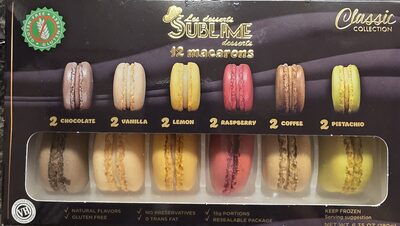 Classic Collection Macarons, Chocolate, Vanilla, Lemon, Raspberry, Coffee, Pistachio