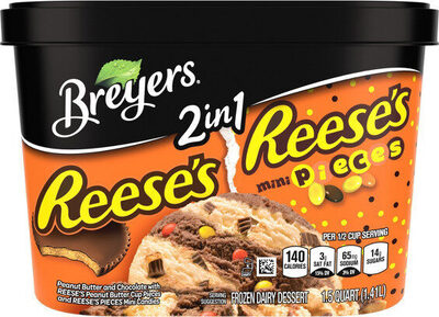 Reese's & Reese's Mini Pieces Peanut Butter And Chocolate With Reese's Peanut Butter Cup Pieces And Reese's Pieces Mini Candies Frozen Dairy Dessert, Reese's & Reese's Mini Pieces