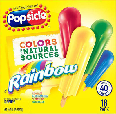 Rainbow Frozen Dessert Ice Pops, Lemonade; Blue Raspberry; Strawberry; Watermelon