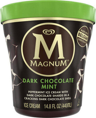 Dark Chocolate Mint Peppermint Ice Cream With Dark Chocolate Shards In A Cracking Dark Chocolate Shell, Dark Chocolate Mint
