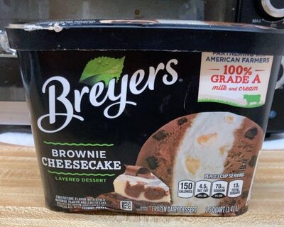 Brownie Cheesecake Flavor And Cheesecake Pieces Between Two Layers Of Chocolate With Brownie Pieces Layered Frozen Dairy Dessert, Brownie Cheesecake