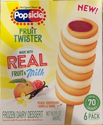 Peach, Raspberry & Vanilla Swirl Fruit Twister Dessert Pops, Peach; Raspberry; Vanilla