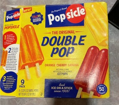 Orange, Cherry, Banana Flavored Double Ice Pops, Orange, Cherry, Banana