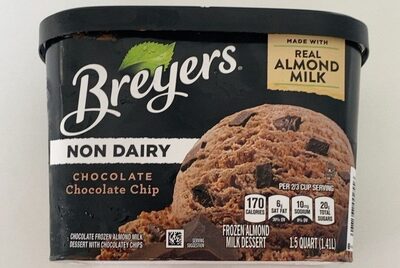 Chocolate Chocolate Chip Chocolate Non Dairy Frozen Almond Milk Dessert With Chocolatey Chips, Chocolate Chocolate Chip
