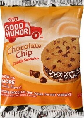 Chocolate Chip Flavored Frozen Cookie Dairy Dessert Sandwich, Chocolate Chip