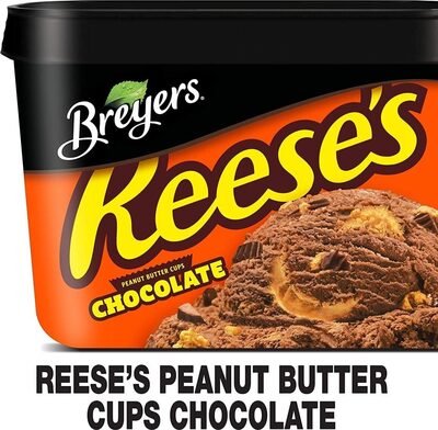 Chocolate With Chunks Of Reese's Peanut Butter Cups And Reese's Peanut Butter Swirl Frozen Dairy Dessert, Chocolate