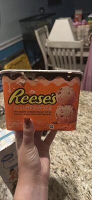 Peanut Butter With Chunks Of Reese's Peanut Butter Cups And Reese's Peanut Butter Swirl Light Ice Cream, Peanut Butter