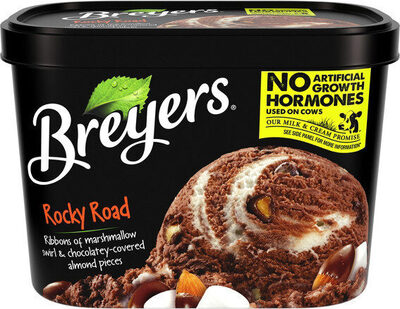 Rocky Road Chocolate Flavor, Marshmallow Flavor Swirl And Chocolatey Coated Almonds Frozen Dairy Dessert, Rocky Road