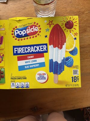Firecracker Flavored Cherry, Lemon, Blue Raspberry Frozen Confections, Firecracker