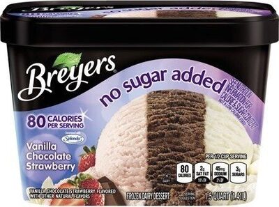 Vanilla Chocolate Strawberry Flavored No Sugar Added Frozen Dairy Dessert, Vanilla Chocolate Strawberry