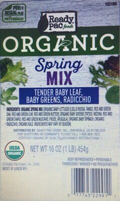 Organic Tender Baby Leaf, Baby Greens, Radicchio Spring Mix