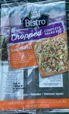 Southwest A Crispy Blend Of Green Cabbage, Romaine Lettuce, Carrots, Green Onions, Cilantro, Crispy Blue And Yellow Tortilla Strips, Pumpkin Seeds And A Cilantro Pepita Dressing Chopped Complete Salad Kit, Southwest