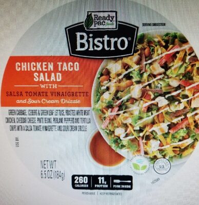 Chicken Taco Salad With Salsa Tomate Vinaigrette And Sour Cream Drizzle, Chicken Taco