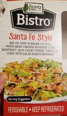 Santa Fe Style Bed Of Crisp Romaine Lettuce, White Meat Chicken, Roasted Corn, Monterey Jack-Colby Cheese With Tortilla Chips And Salsa Ranch Dressing, Santa Fe Style
