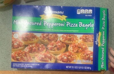 Mini Uncured Pepperoni Pizza Mini Bagels Topped With Tomato Sauce, Mozzarella Cheese And Uncured Pepperoni Bagels, Mini Uncured Pepperoni