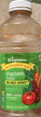 No Salt Added 100% Vegetable Juice From Concentrate With Added Ingredients, Vegetable