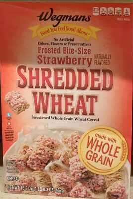 Frosted Bite-Size Strawberry Shredded Sweetened Whole Grain Wheat Cereal, Strawberry