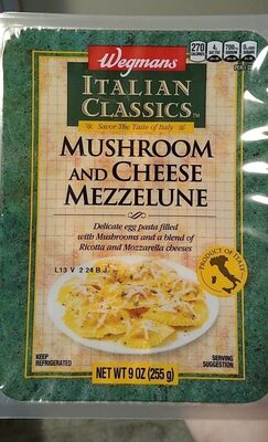 Mushroom And Cheese Mezzelune Delicate Egg Pasta Filled With Mushrooms And A Blend Of Ricotta And Mozzarella Cheeses, Mushroom And Cheese