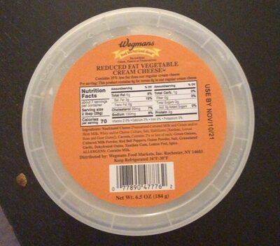 Reduced Fat Vegetable Cream Cheese, Vegetable Cream