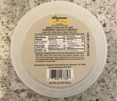 Reduced Fat Plain Whipped Cream Cheese, Plain