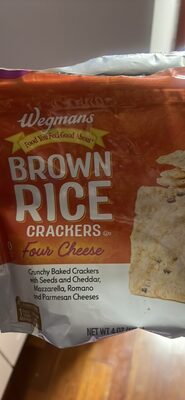 Four Cheese Crunchy Backed Brown Rice Crackers With Seeds And Cheddar, Mozzarella, Romano And Parmesan Cheeses, Four Cheese