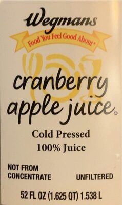 Cold Pressed 100% Cranberry Apple Juice, Cranberry Apple