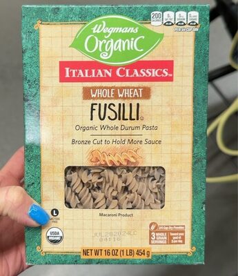 Organic Whole Wheat Durum Pasta Macaroni Product, Fusilli