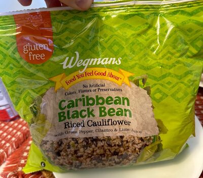 Caribbean Black Bean Riced Cauliflower With Green Pepper, Cilantro & Lime Juice, Caribbean Black Bean