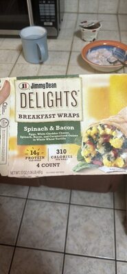 Spinach & Bacon Eggs, White Cheddar Cheese, Spinach, Bacon, And Caramelized Onions In Whole Wheat Tortilla Breakfast Wraps, Spinach & Bacon
