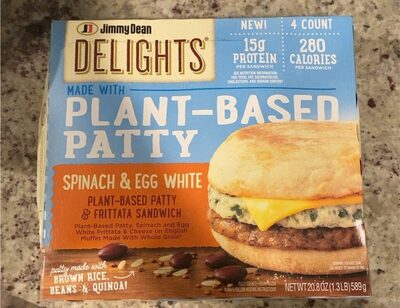 Spinach & Egg White Plant-Based Patty & Frittata Sandwich, Spinach & Egg White