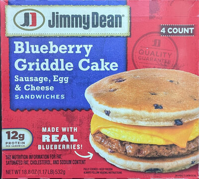 Blueberry Grilled Cake Sausage, Egg And Cheese Sandwiches, Blueberry