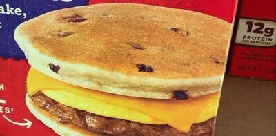 Blueberry Griddle Cake Blueberry Pancake, Sausage, Egg & Cheese Sandwiches, Blueberry Griddle Cake Blueberry Pancake, Sausage, Egg & Cheese