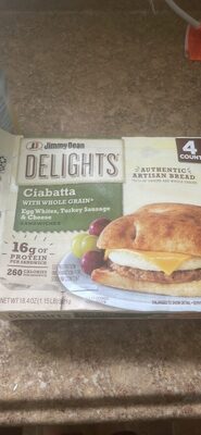 Ciabatta With Whole Grain Egg Whites, Turkey Sausage & Cheese Sandwiches, Ciabatta With Whole Grain