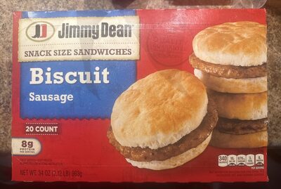 Jimmy Dean Snack Size Biscuit Breakfast Sandwiches with Sausage, Frozen, 20 Count