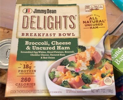 Broccoli, Cheese & Uncured Ham Scrambled Egg Whites, Diced Potatoes, Broccoli, Cheddar Cheese, Uncured Ham & Red Onion Breakfast Bowl, Broccoli, Cheese & Uncured Ham