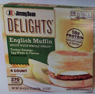 Turkey Sausage, Egg White & Cheese English Muffin Sandwiches, Turkey Sausage, Egg White & Cheese