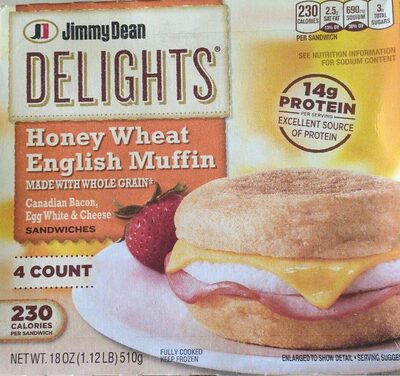 Honey Wheat English Muffin Canadian Bacon, Egg White & Cheese Sandwiches, Honey Wheat English Muffin
