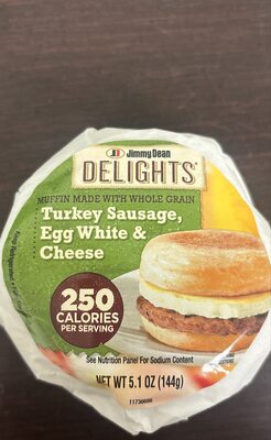 Turkey Sausage Muffin Made with Whole Grain Egg White & Cheese