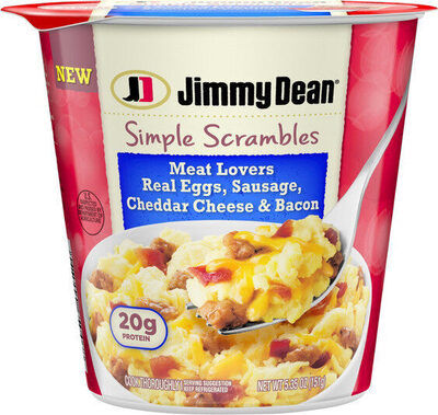 Meat Lovers With Real Eggs, Sausage, Cheddar Cheese & Bacon Simple Scrambles, Meat Lovers