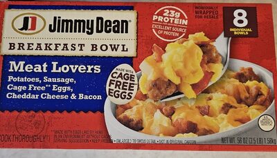 Meat Lovers Potatoes, Sausage, Cage Free Eggs, Cheddar Cheese & Bacon Breakfast Bowl, Meat Lovers