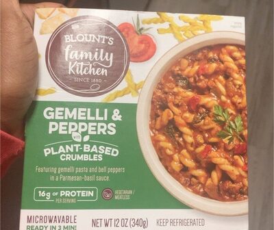 Blount's Family Kitchen Gemelli & Peppers With Plant-Based Crumbles, 12 Oz