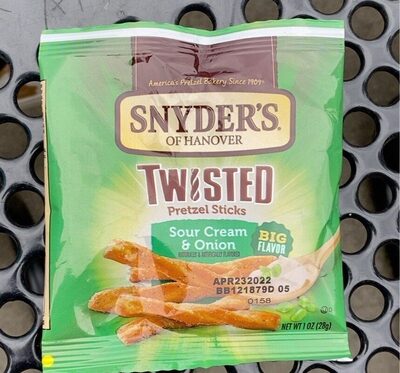 Snyder's of Hanover Pretzels, Sour Cream & Onion Twisted Pretzel Sticks, Snack Pack 1 Oz