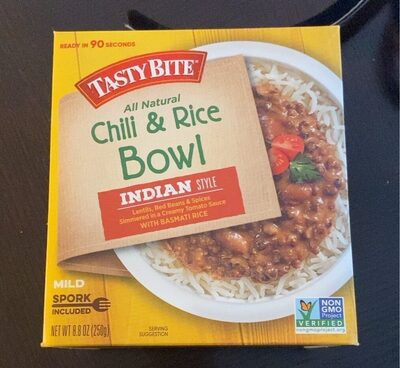 Mild Indian Style Lentils, Red Beans & Spices Simmered In A Creamy Tomato Sauce With Basmati Rice Chili & Rice Bowl, Mild Indian Style